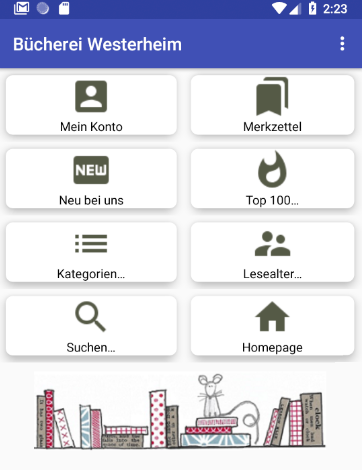 Startbildschirm der App